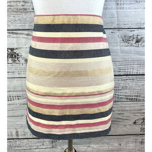 J Crew Skirt size 8 Black Red Gold Sparkle Stripes Short Straight Dancing Slim